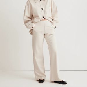 Madewell Ponte Wide-Leg Pants in Vintage Linen size Large NWT